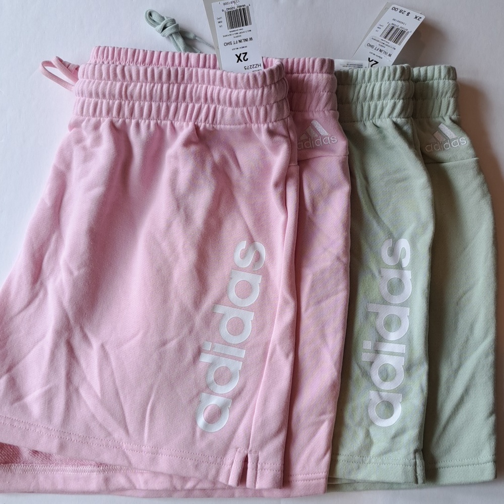 Adidas NWT Set Of 2 Multi Sport Knit Shorts (Pink+Mint Green)